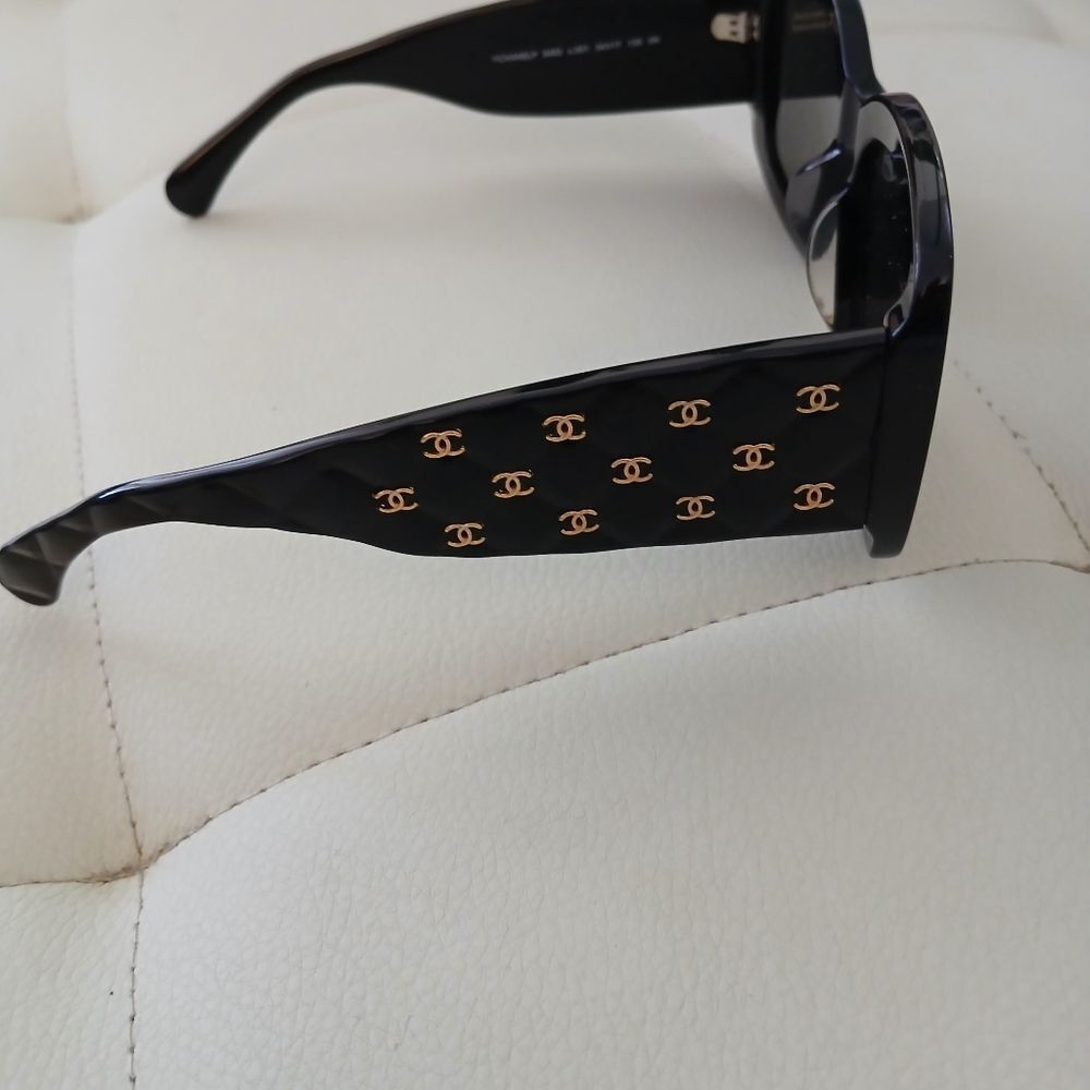 CHANEL Black and Gold Sunglasses - Picture 1 of 7